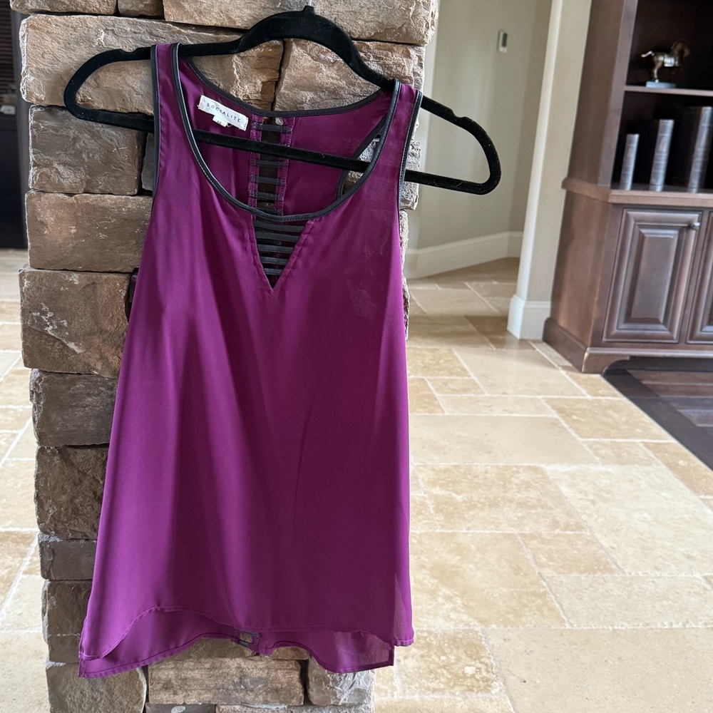 SOCIALITE leather trim Top